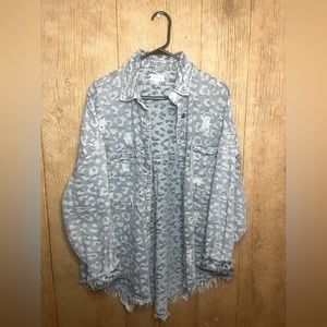 Denim cheetah button up